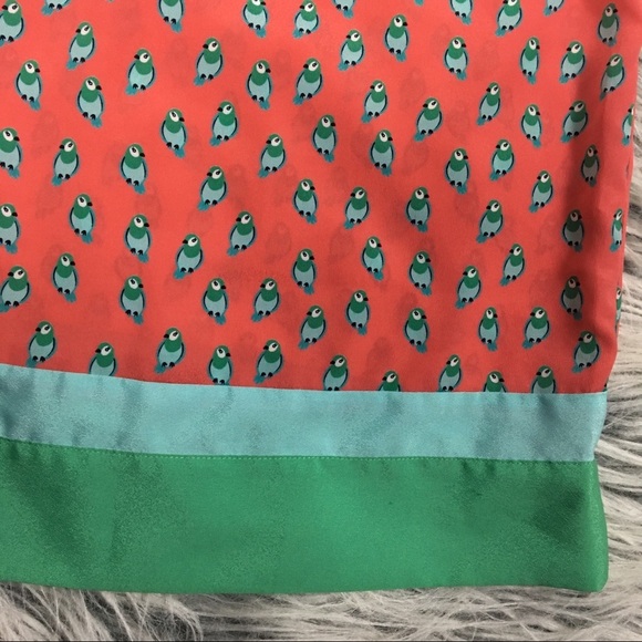 Ann Taylor Loft Parrot Tie Back Tank Teal Coral - Picture 2 of 5